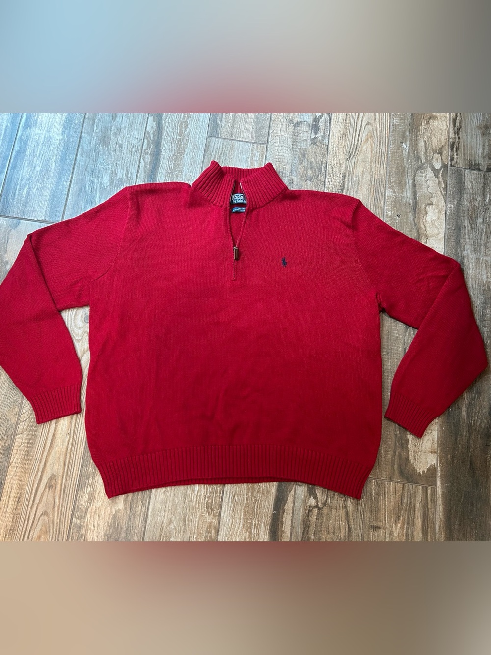 POLO RALPH LAUREN MEN'S 1/4 ZIP PULLOVER SWEATER SIZE XXL 100% COTTON RED